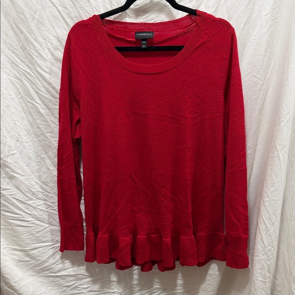 Lane Bryant Red Long Sleeve Top